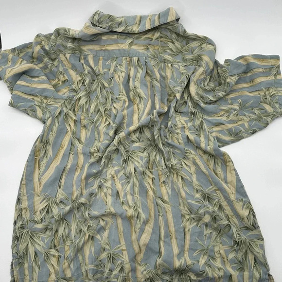 Jamaica Jaxx Mens Short Sleeve 100% Silk Button Down Shirt Bamboo Size Large - Picture 5 of 6